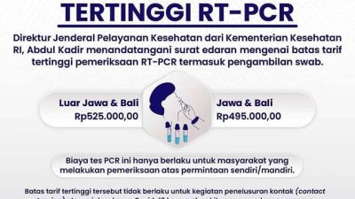 Tarif Swab PCR Turun Jadi Rp500-an Ribu