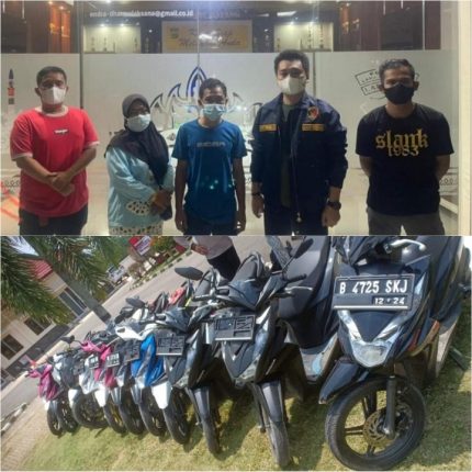 Salah seorang anggota komplotan maling sepeda motor asal Lampung Tengah yang menyerahkan diri ke Polres Lampung Utara, Sabtu (16/10/2021).