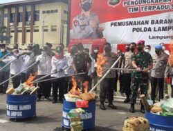 Polda Lampung Memusnahkan 181,36 Kg Sabu-Sabu